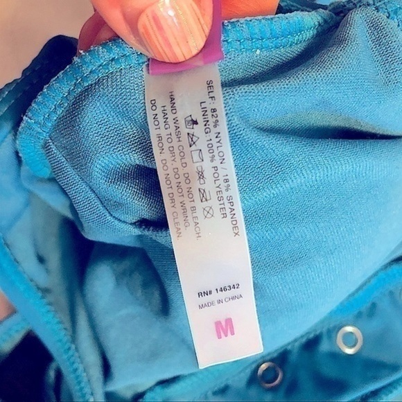 Vigoss NWOT Teal Blue Button Down Embroidered One Piece Bathing Suit Size Medium - Picture 11 of 13